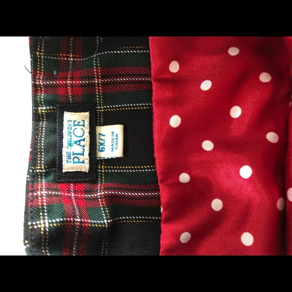 THE CHILDREN PLACE red plaid pleated bow school girl skirt girls Size 6X